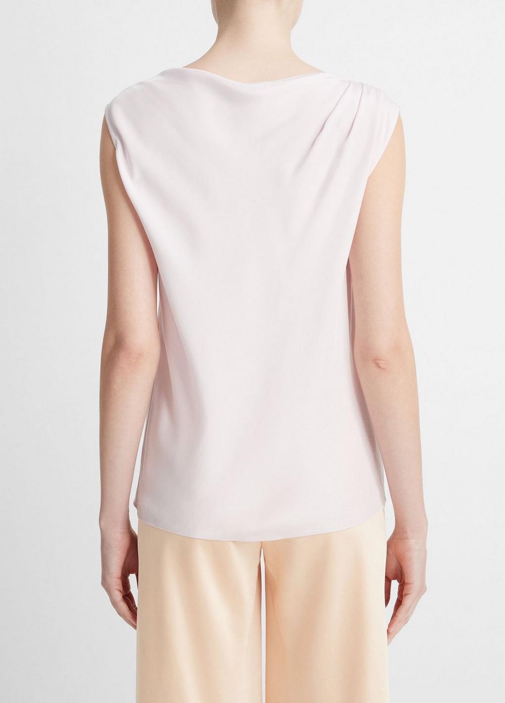 Silk-Blend Asymmetric Draped Cap-Sleeve Blouse Product Image