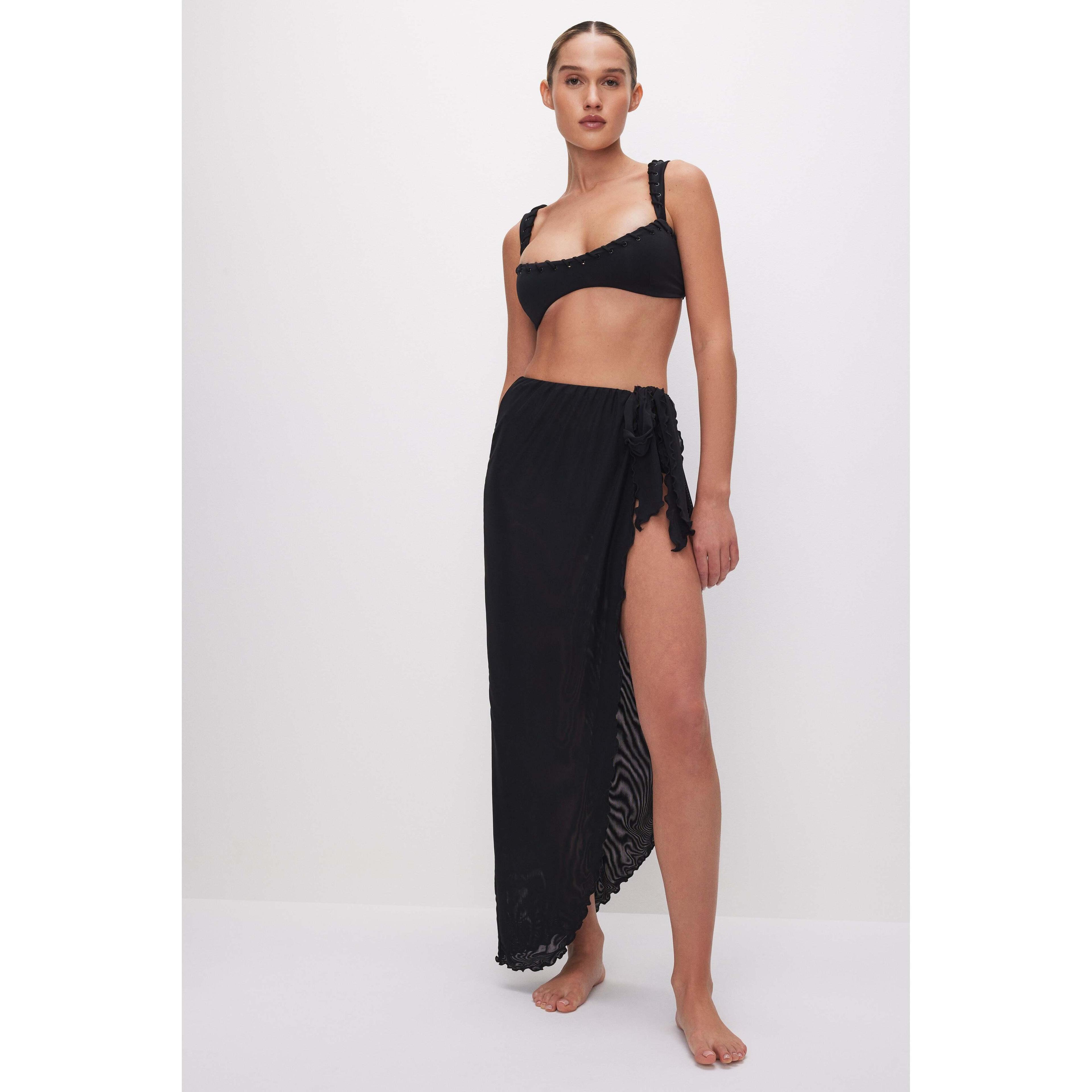 Womens Mesh Midi Skirt | Black, Size XL | Good American by Khlo Kardashian Product Image