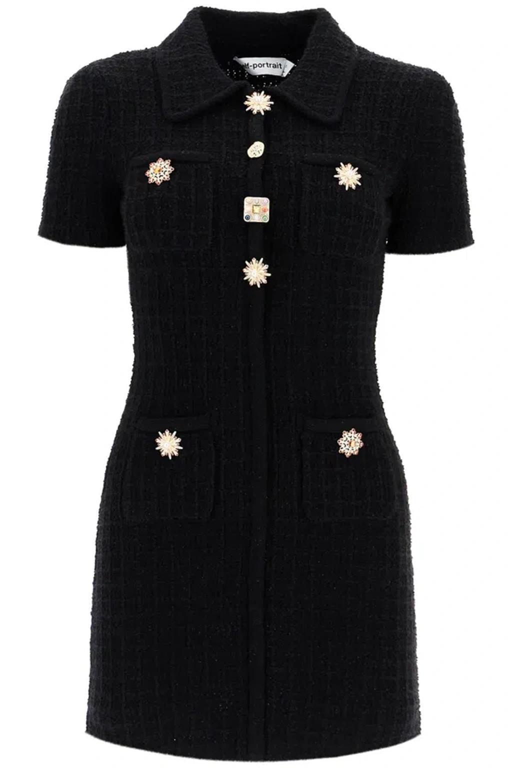 Self Portrait "mini Bouclé Knit Dress In Black product image