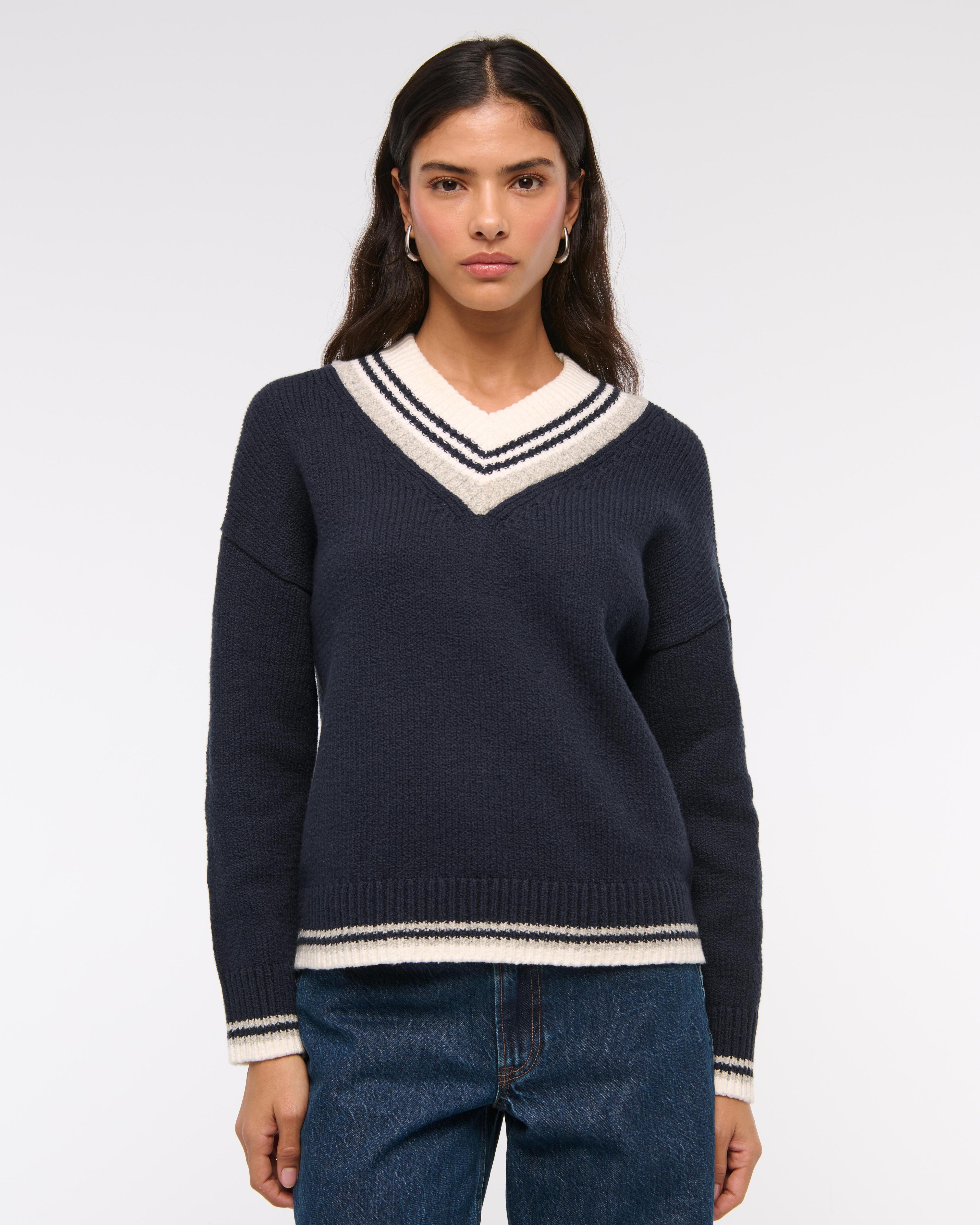 Relaxed Textural V-Neck Sweater Product Image