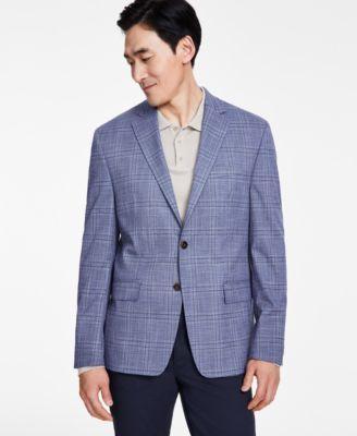 Michael Kors Mens Classic-Fit Plaid Sport Coat - Blue Product Image