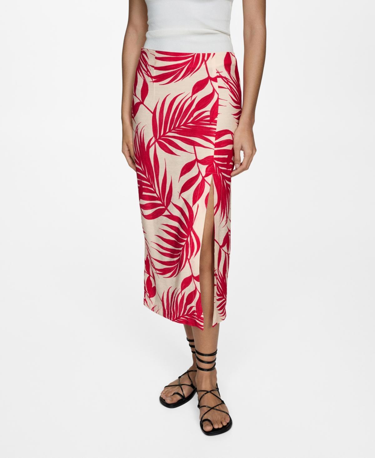 Mango Womens Slit Detail Printed Skirt Product Image