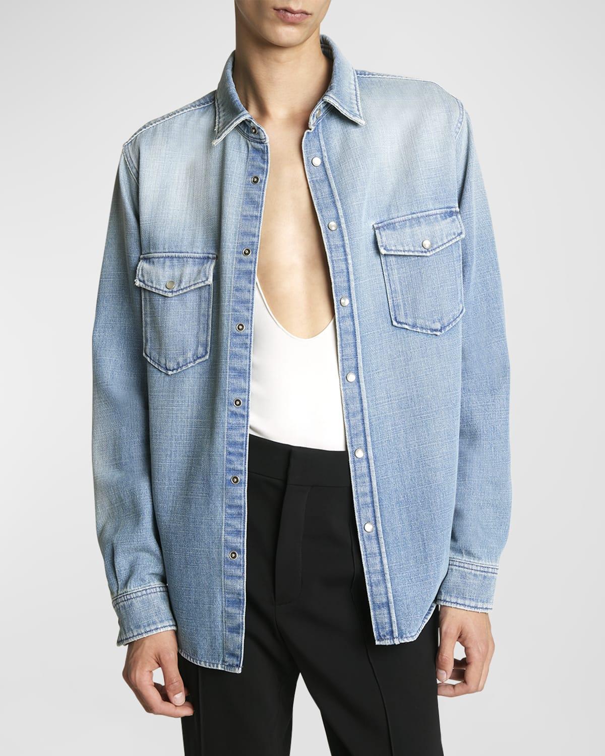 Mens Denim Snap-Front Shirt Product Image