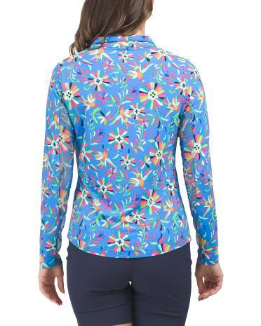 UPF 50 Plus Printed Quarter Zip Top for Women Product Image