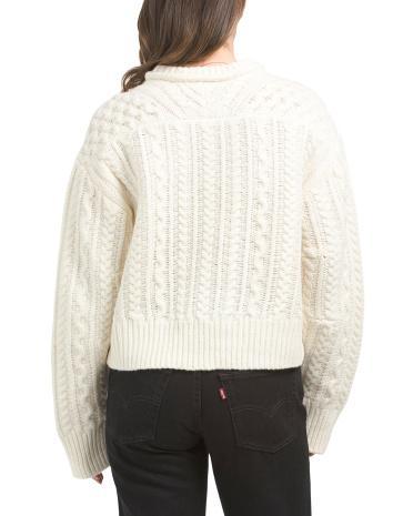 Wool Crew Neck Cable Pull Over Sweater for Women product image