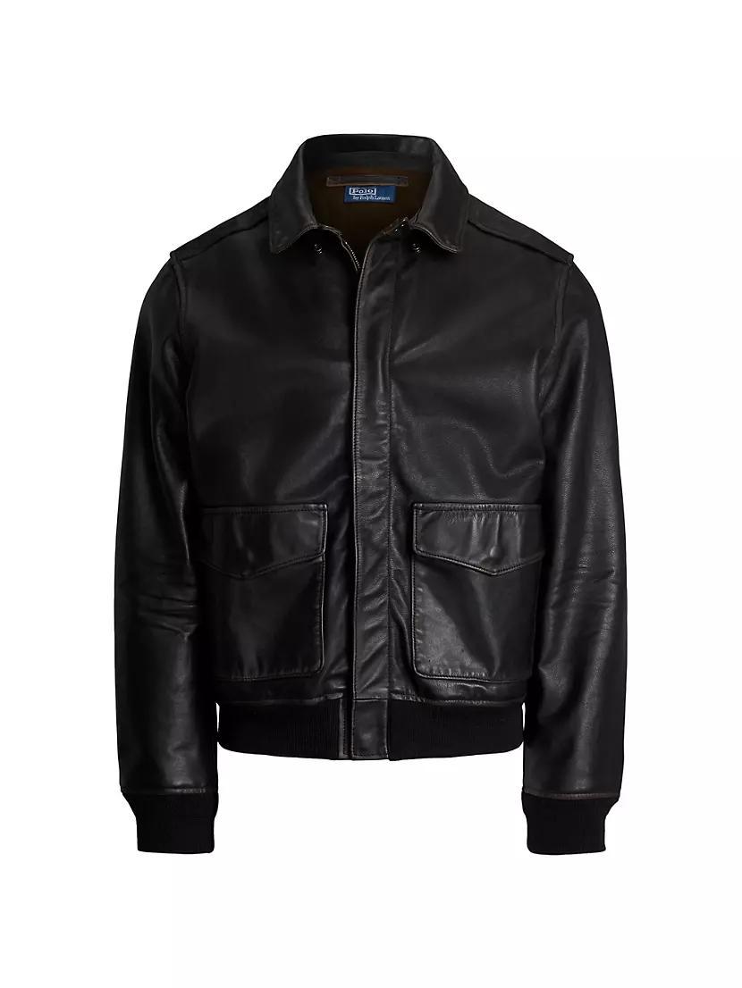 Vintage Leather Bomber Jacket Product Image