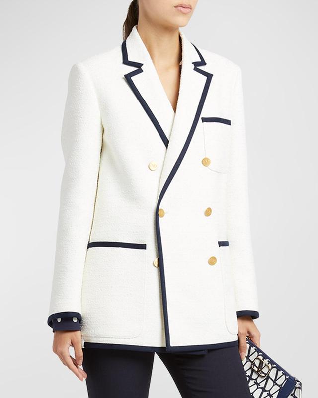 Crisp Tweed Blazer Jacket with Contrast Trim Product Image