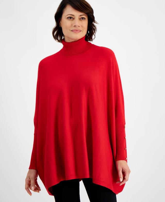 Jm Collection Womens Solid-Color Poncho Turtleneck Sweater, Regular & Petite, Created for Macys Product Image