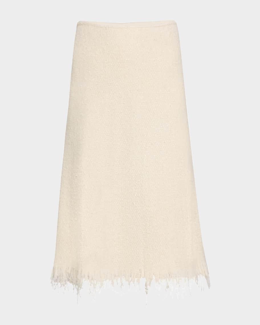 Fringed Boucle Knit Midi Skirt product image