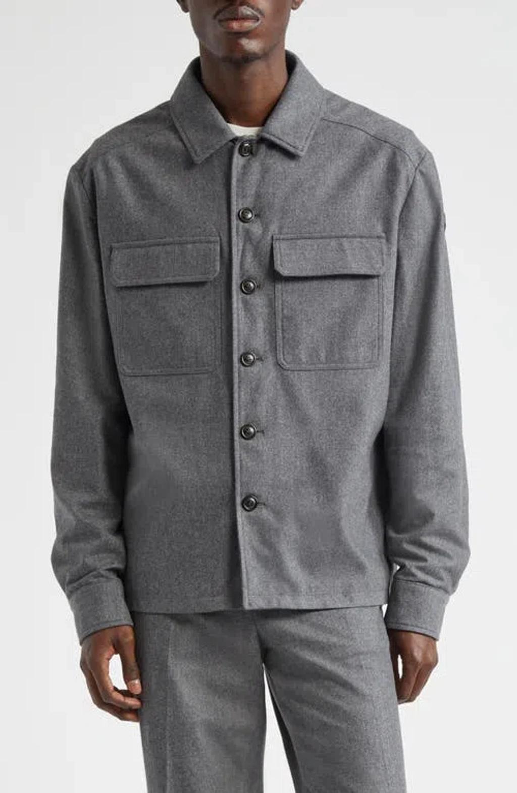 MONCLER Cashmere Blend Shirt In Gray Product Image