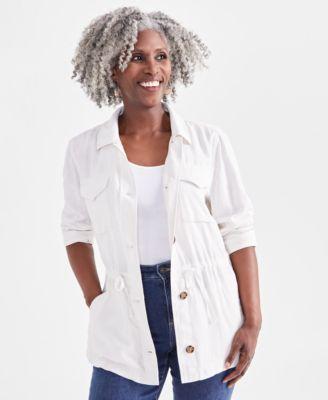 Style & Co Womens Linen Blend Long-Sleeve Field Jacket, Created for Macys Product Image