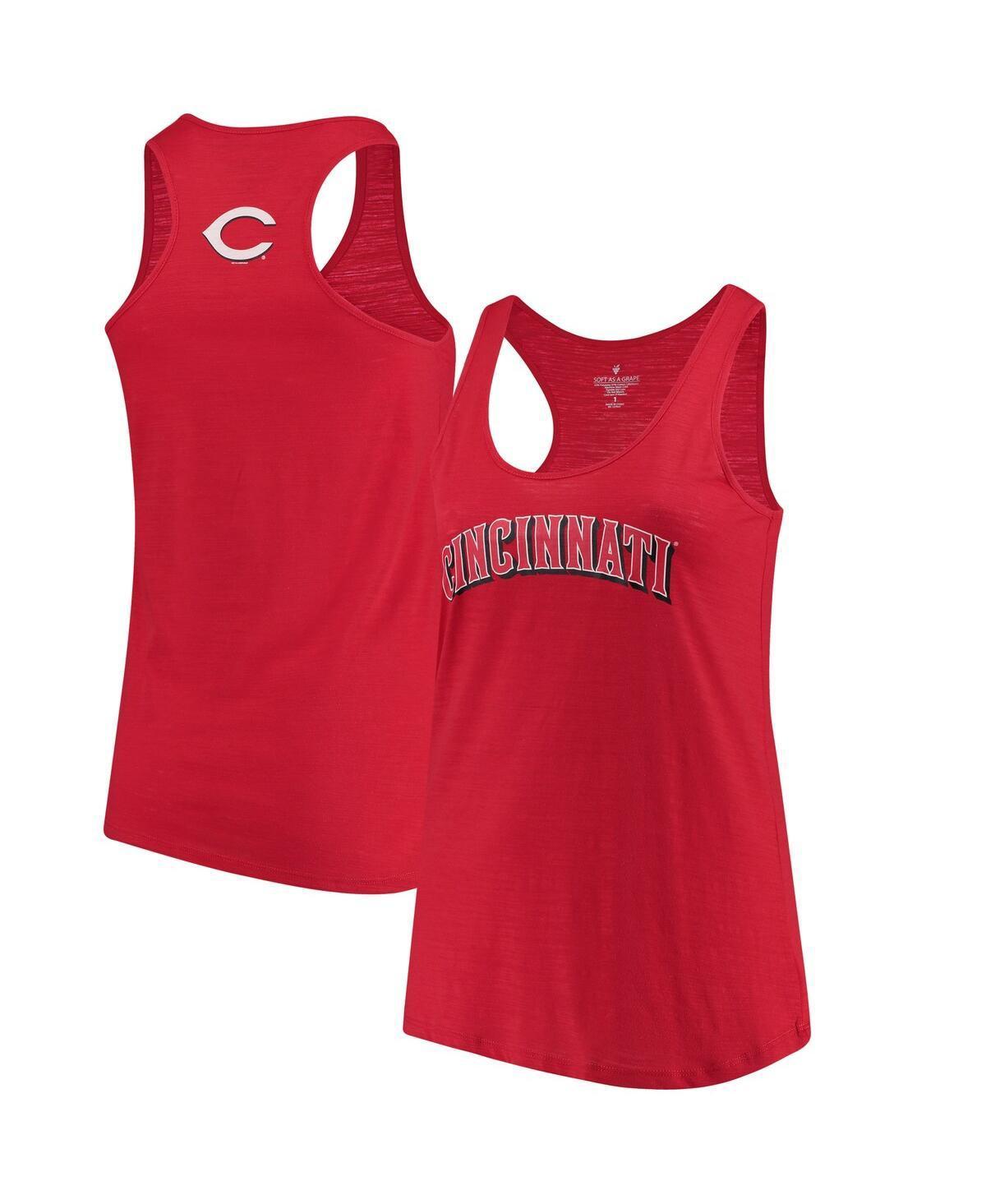 Womens Soft as a Grape Red Cincinnati Reds Plus Size Swing for the Fences Racerback Tank Top Product Image