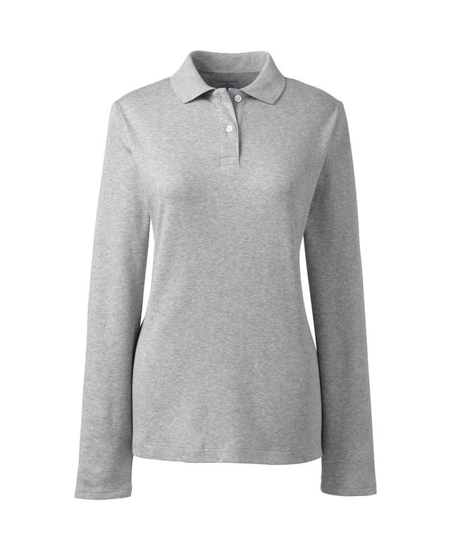 Womens Lands End School Uniform Long Sleeve Interlock Polo Shirt Product Image