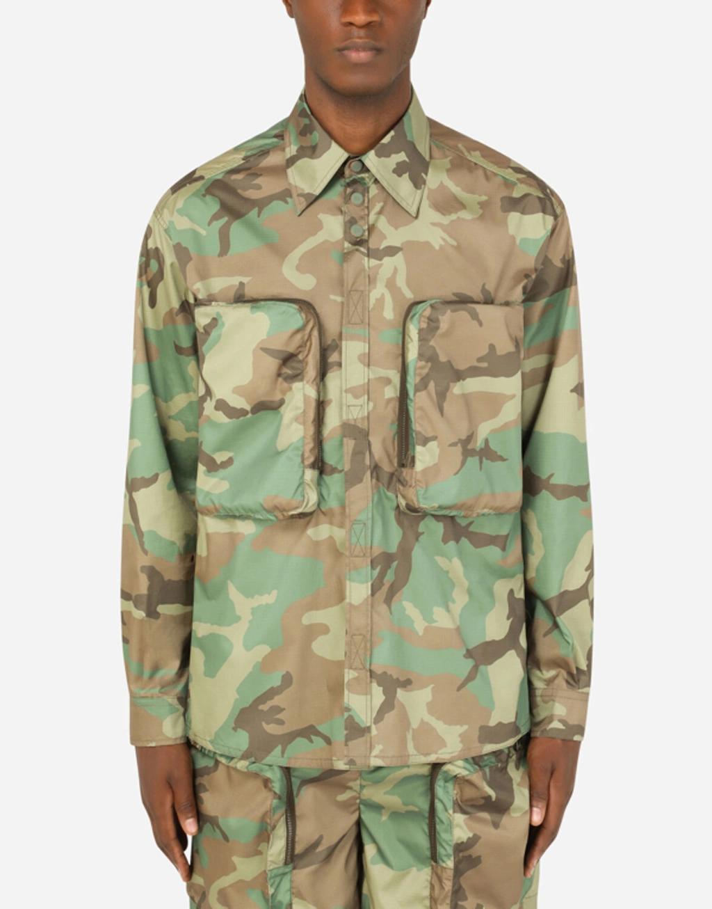 Camouflage-print Nylon Shirt In Multicolor Product Image