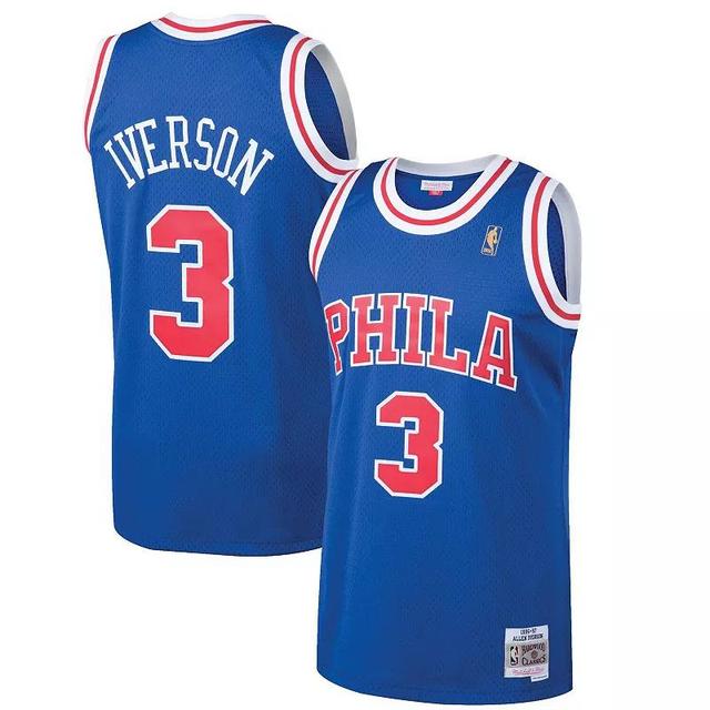 Mens Mitchell & Ness Allen Iverson Royal Philadelphia 76ers Hardwood Classics Swingman Jersey Product Image