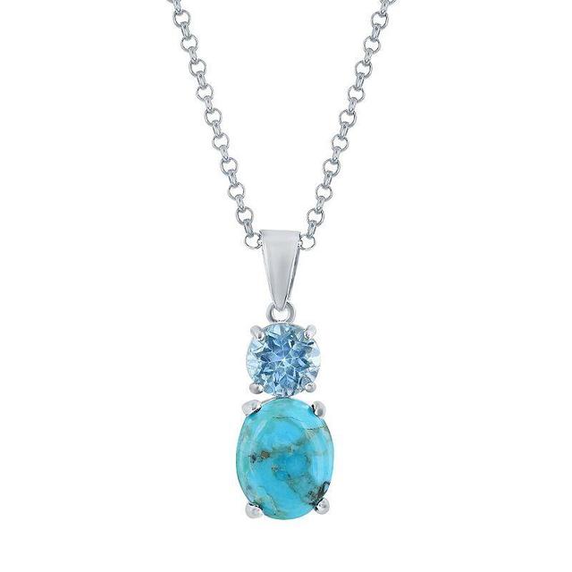 Sterling Silver Simulated Turquoise & Blue Topaz Necklace, Womens Product Image