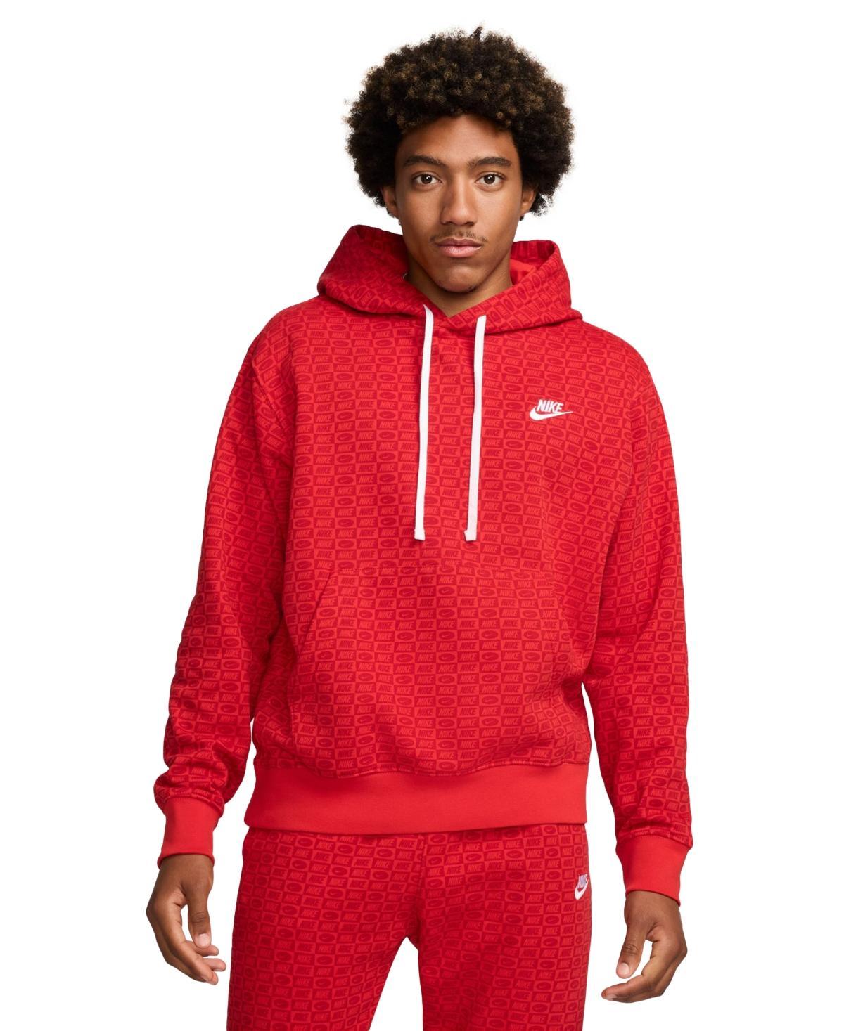 Mens Nike Sportswear Patterned Club Fleece Pullover Hoodie Product Image