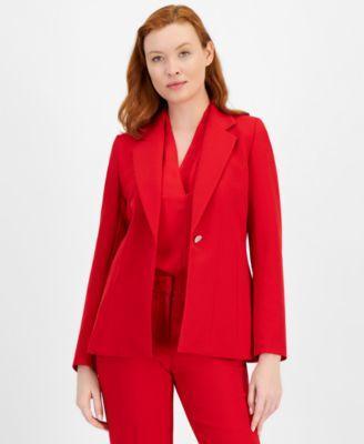 Anne Klein Womens Stretch Notch-Lapel Long-Sleeve Blazer Product Image