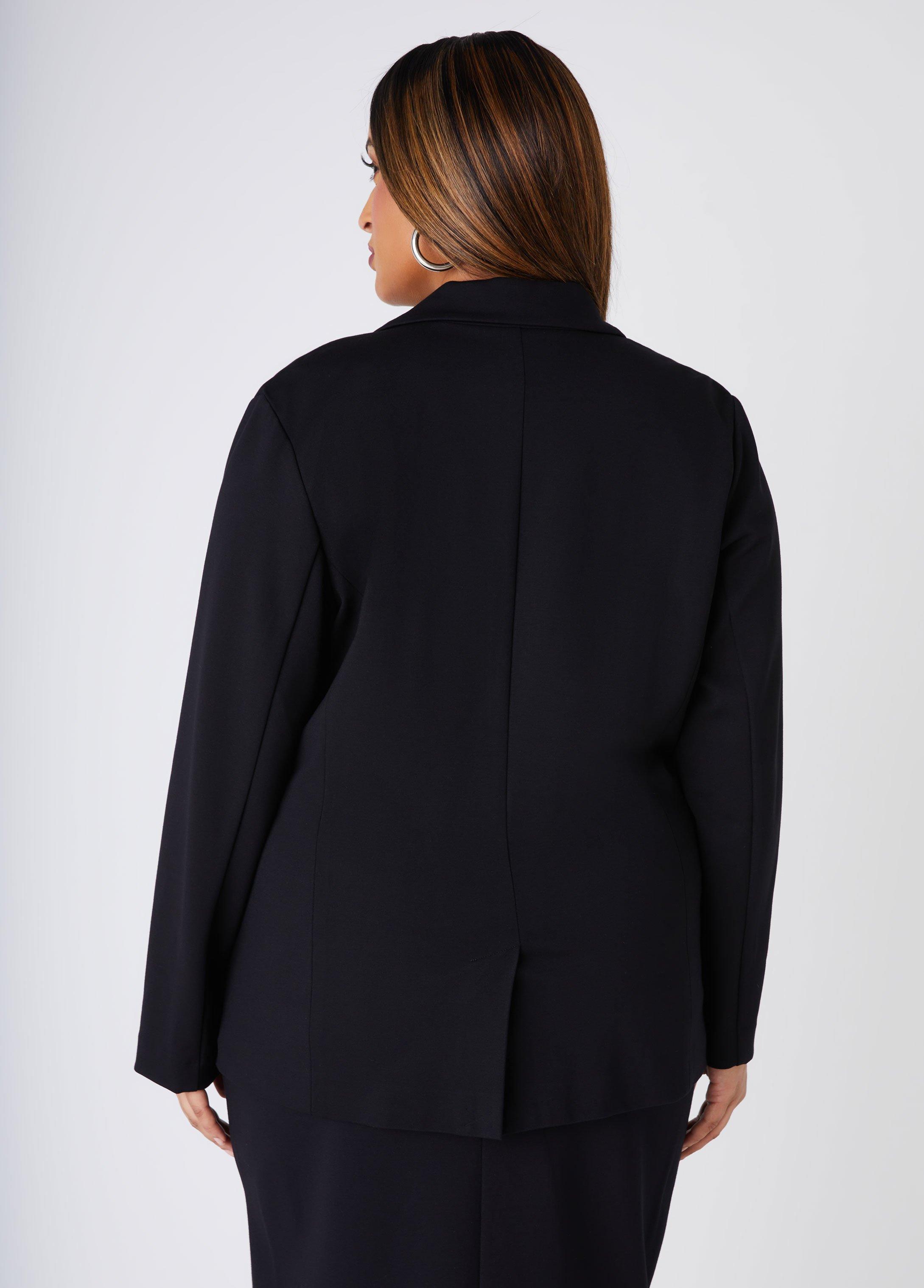 Plus Size Button Front Ponte Blazer Ashley Stewart Product Image