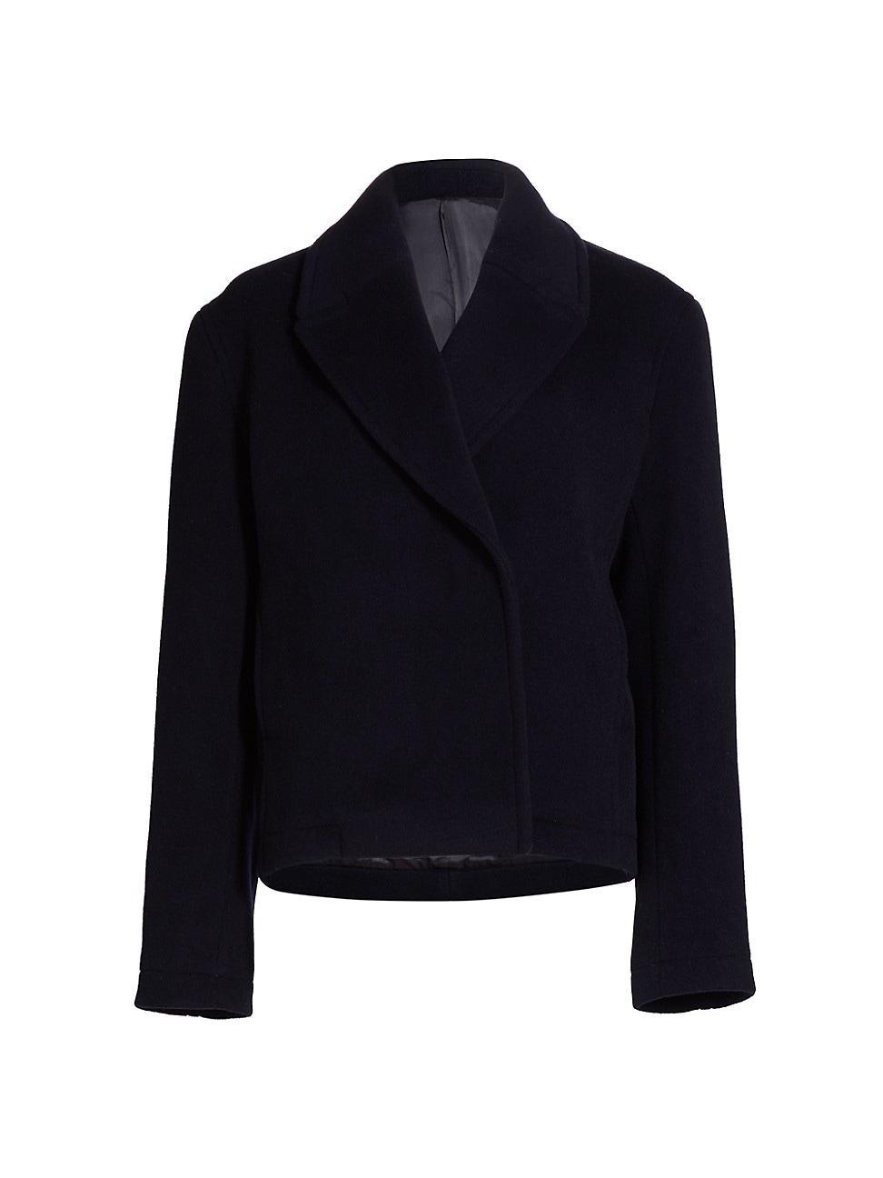 Womens Cropped Wool-Blend Peacoat Product Image