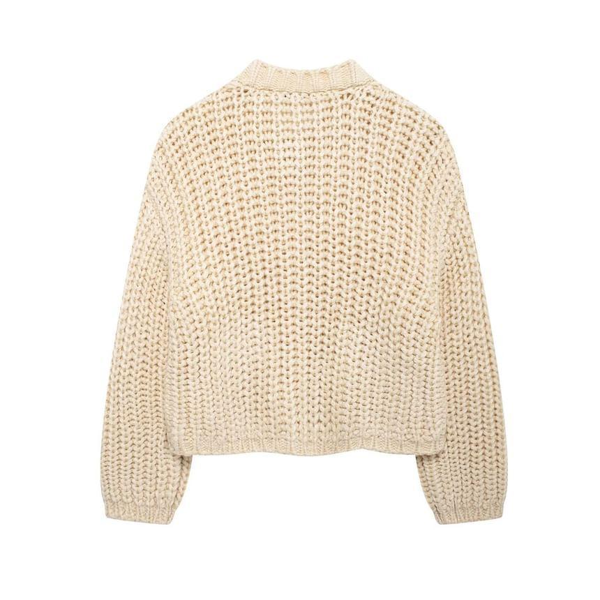 Plain Pocket Detail Chunky Knit Cardigan Product Image