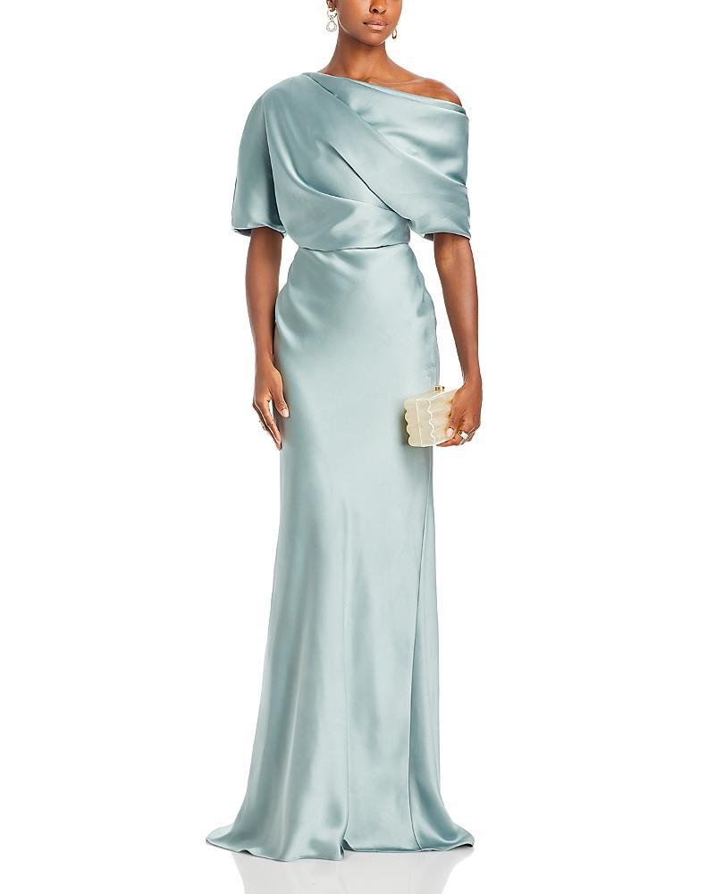 Womens Satin One-Shoulder Gown Product Image