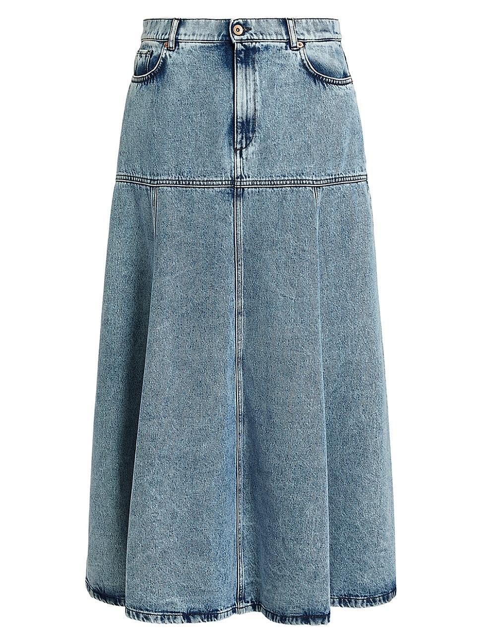 Womens Plus Fascia Denim Maxi Skirt Product Image