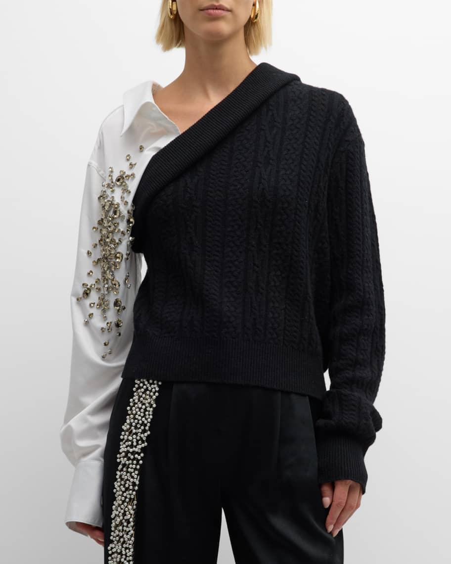 Ramsay Crystal Mixed-Media Cashmere Sweater Product Image