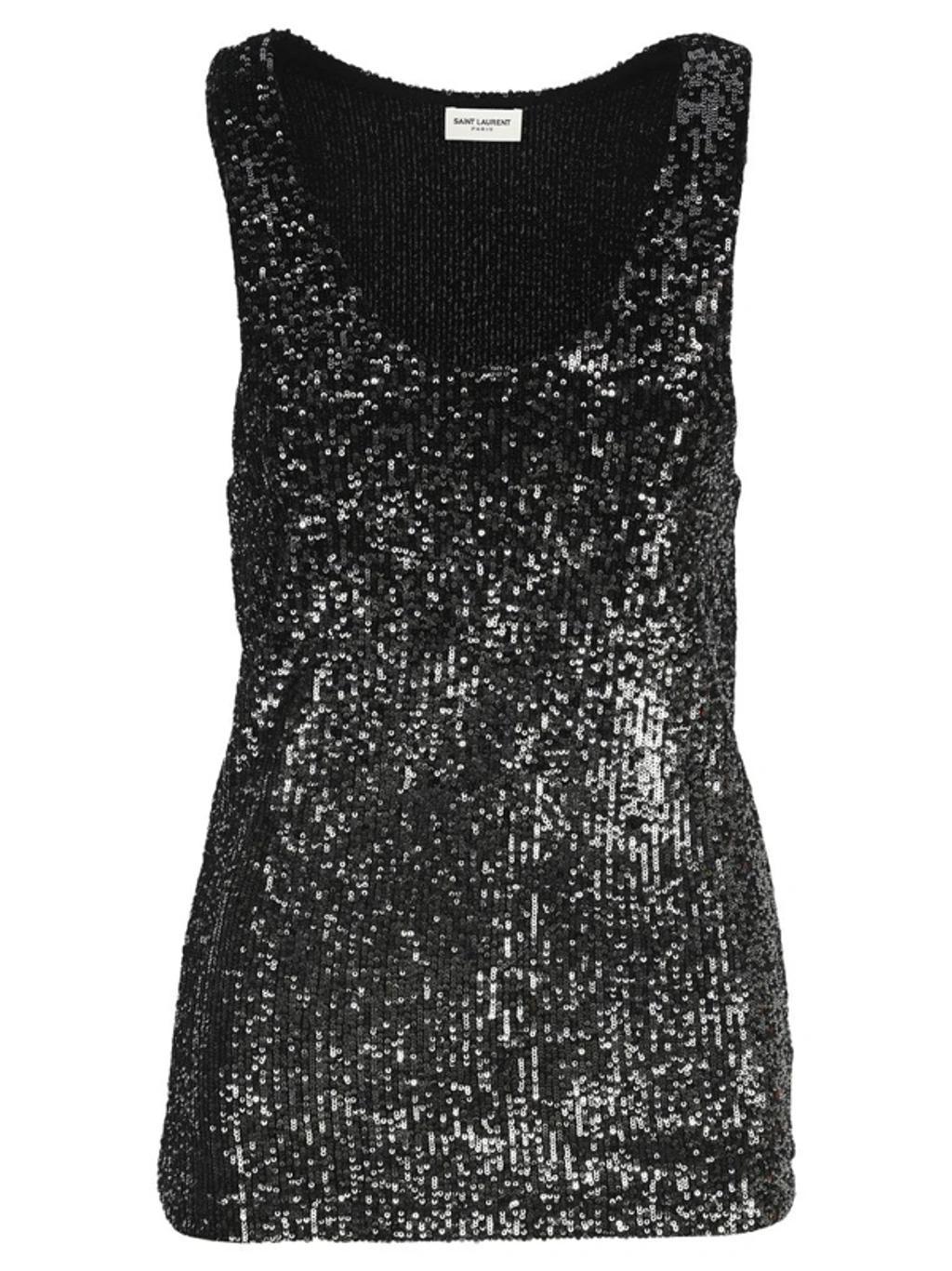 Jersey Sequin Tank Top In Black Multi Product Image