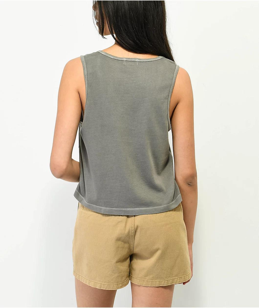 Brixton Black Wash Crop Pocket Tank Top Product Image