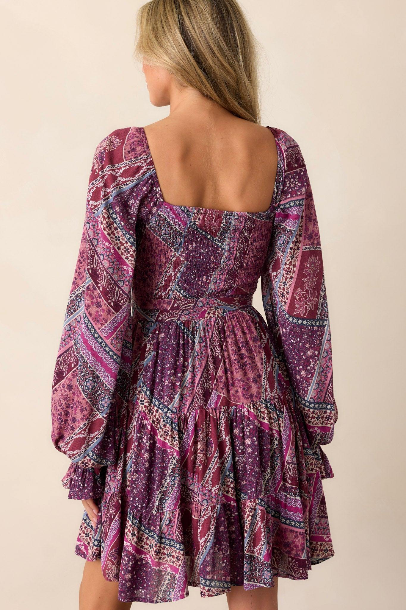 Cause A Commotion Purple Multi Print Dress Product Image