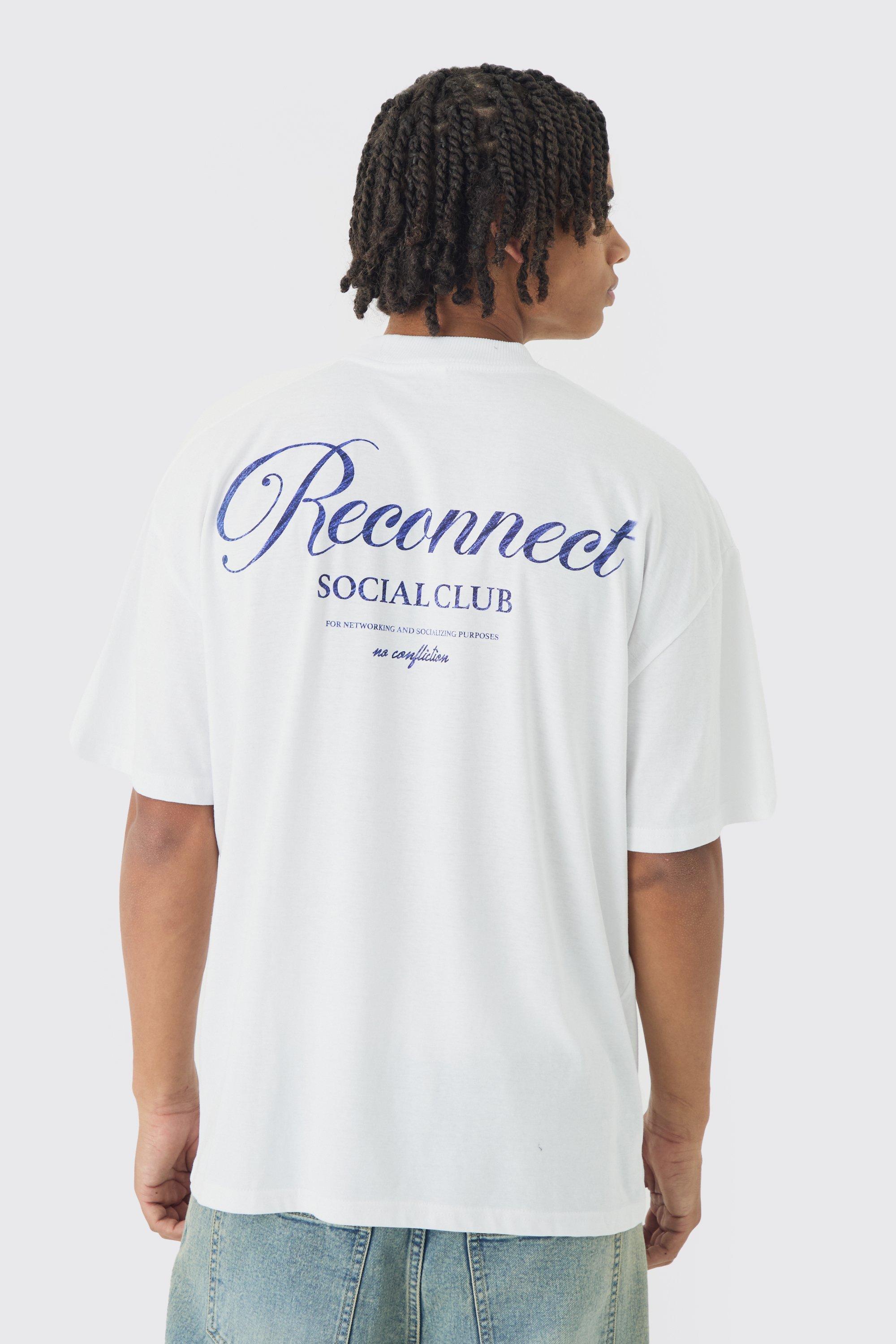 Oversized Extended Neck Reconnect Back Print T-Shirt | boohooMAN USA Product Image