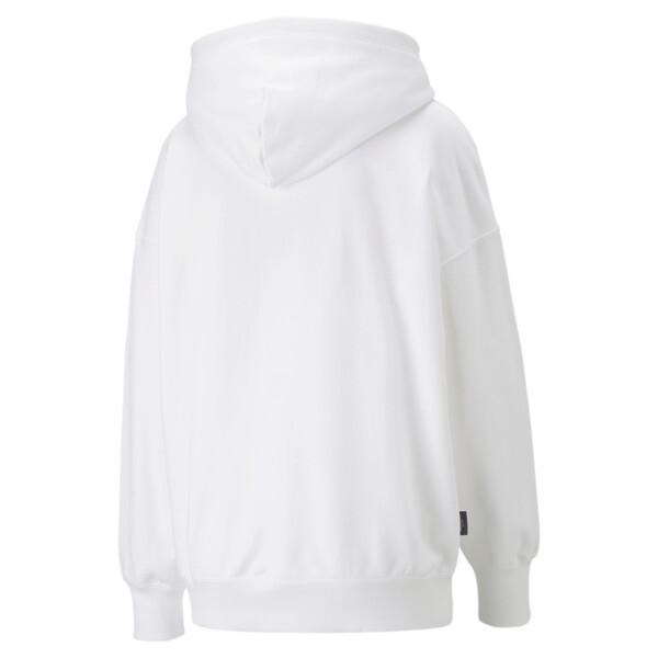 PUMA Downtown Women's Graphic Hoodie in White, Size XS Product Image