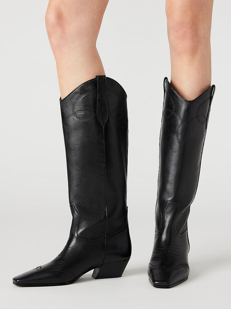 Dollie Black Leather Boots Product Image