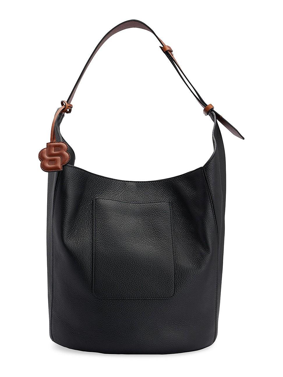 Womens Grained-Leather Bucket Bag with Detachable Pouch Product Image