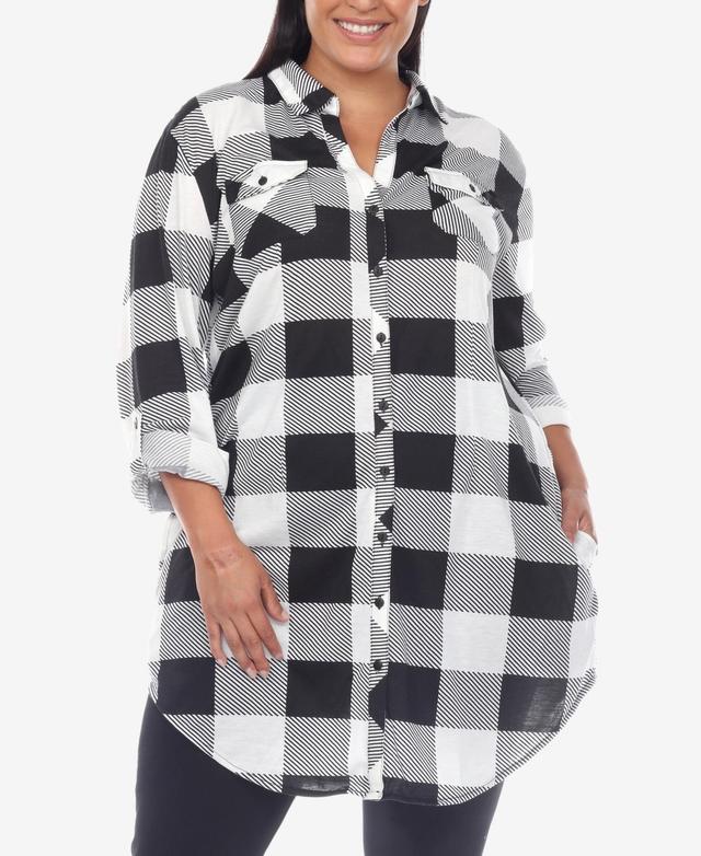 White Mark Plus Size Plaid Tunic Shirt Product Image