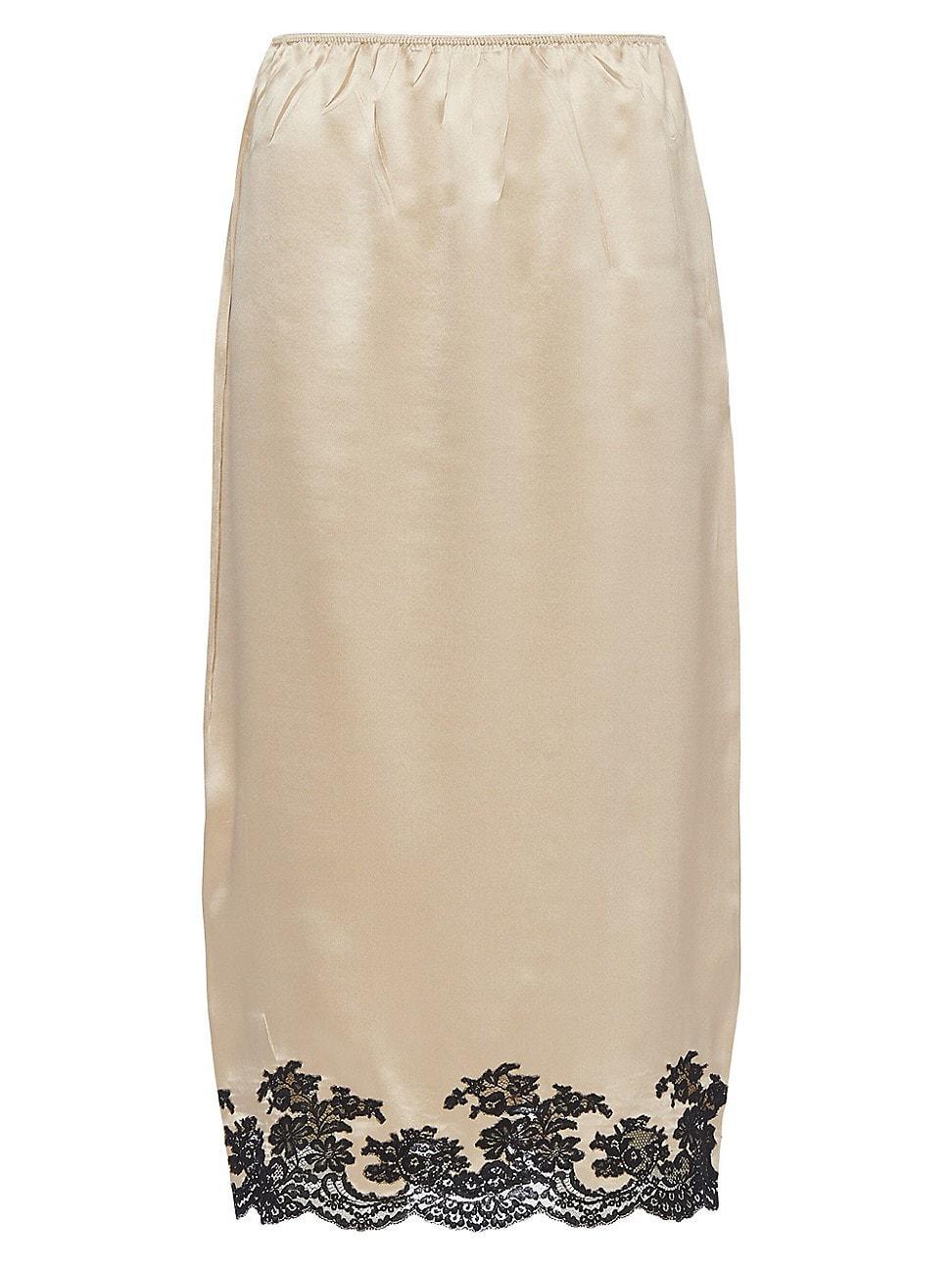 Womens Satin Crepe And Lace Midi-skirt product image