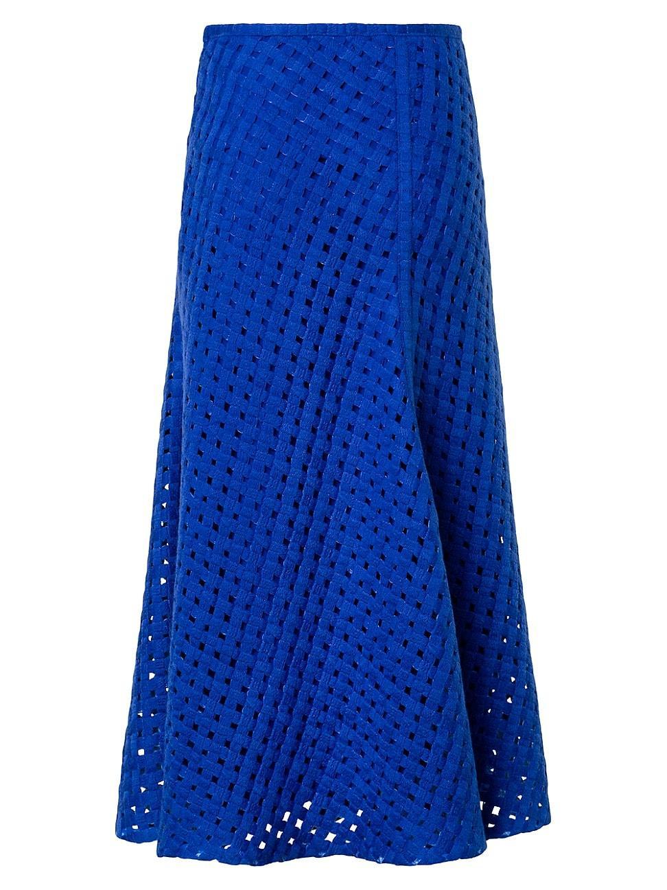 Womens Wool-Blend Grid Midi-Skirt product image