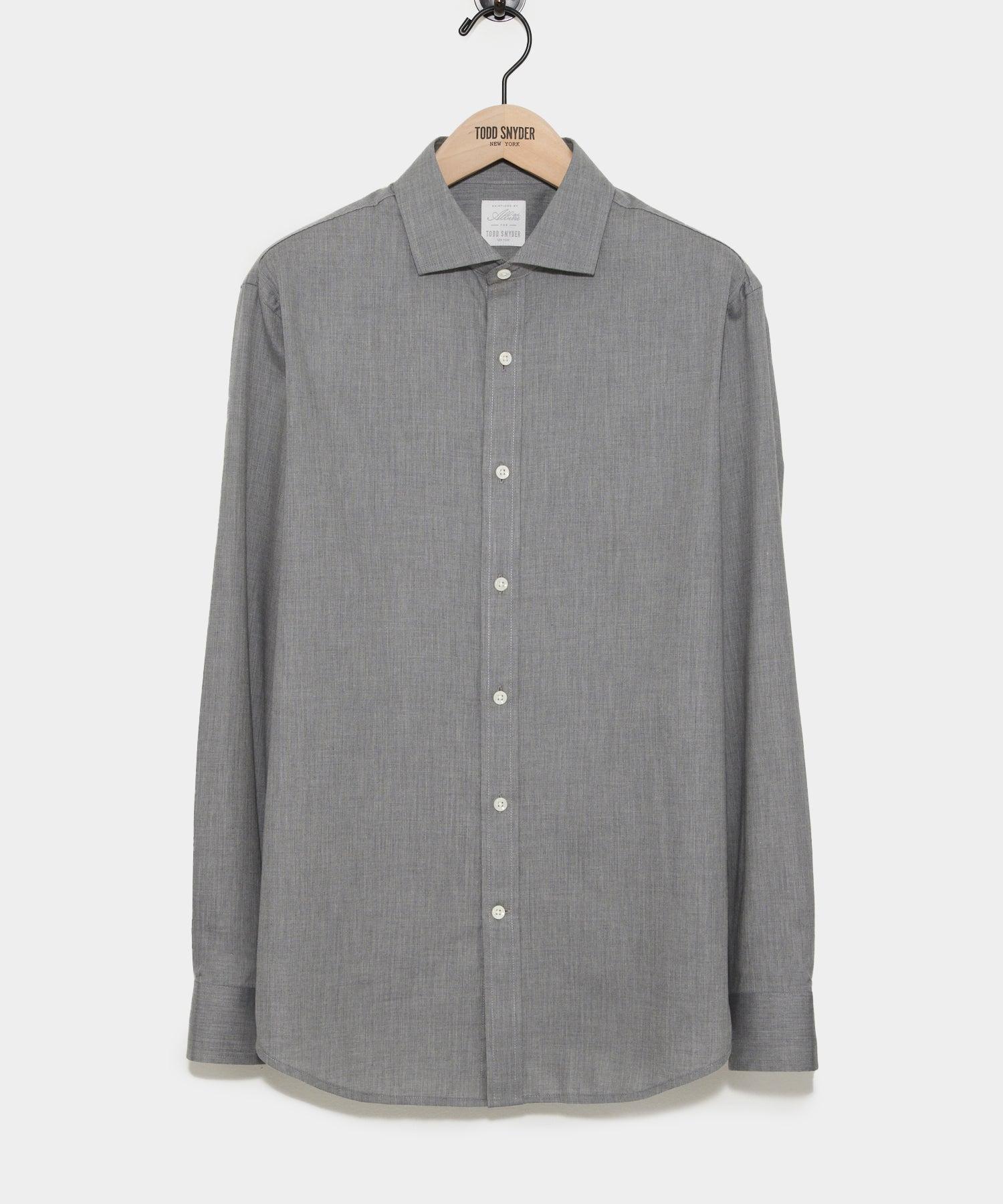 Flannel Spread Collar Dress Shirt Product Image