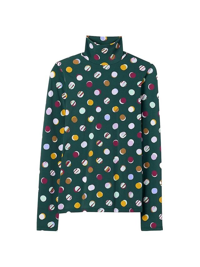 Womens Collage Dots Print Turtleneck Blouse Product Image