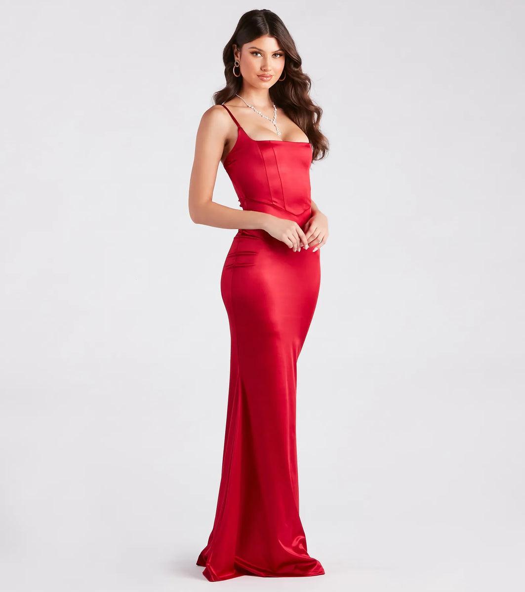 Erin Formal Satin Mermaid Long Dress Product Image