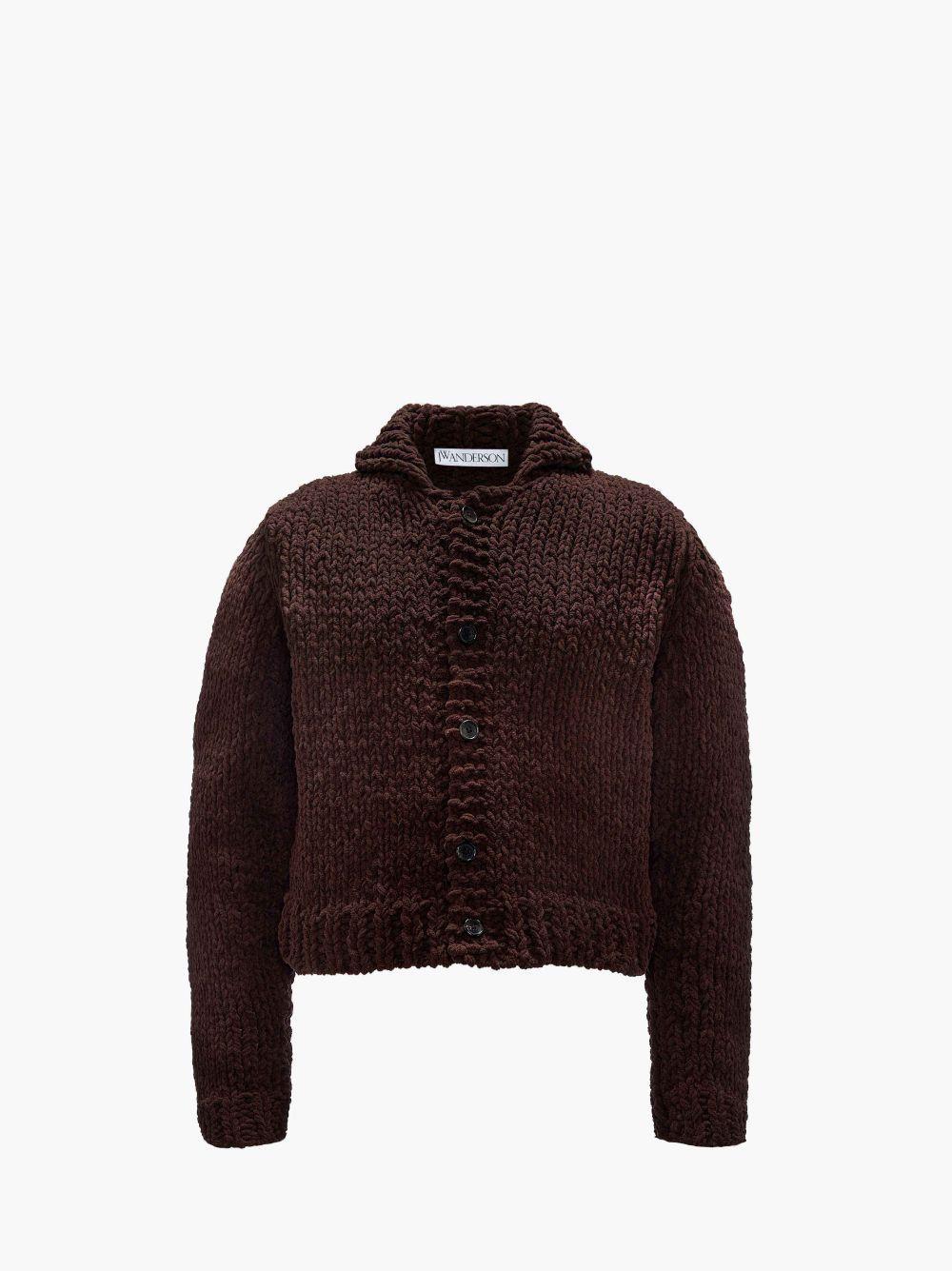 CROPPED CHENILLE CARDIGAN in brown | JW Anderson US  product image