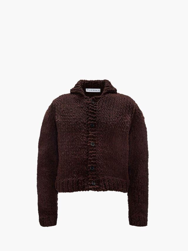 CROPPED CHENILLE CARDIGAN in brown | JW Anderson US  Product Image