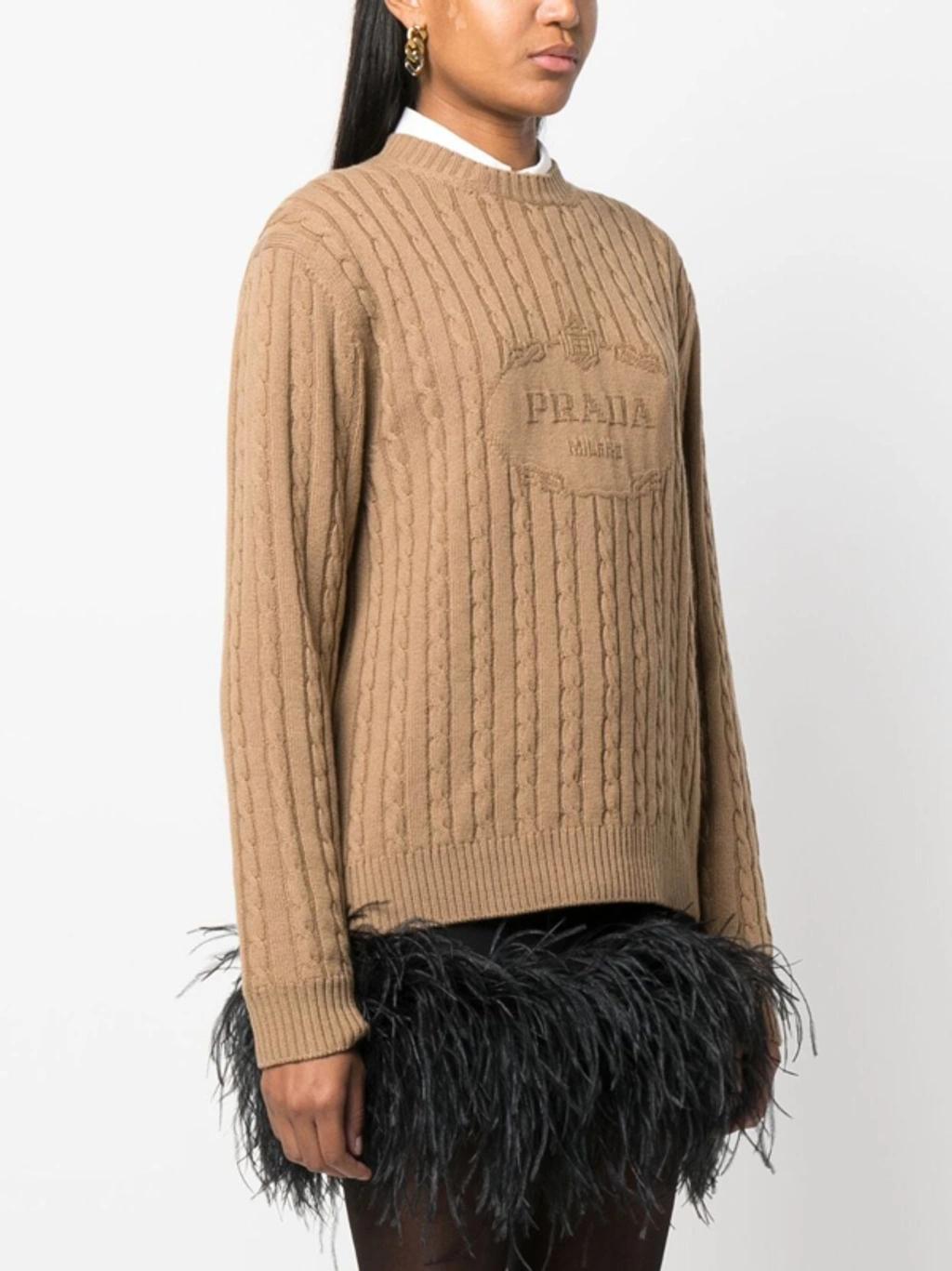 Logo-knit Cashmere Sweater In Brown Product Image