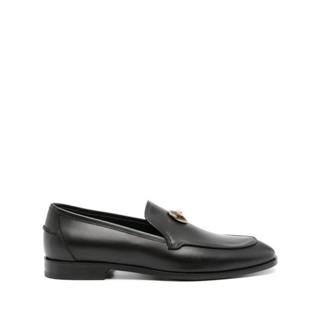 VERSACE Medusa Leather Slippers In Black Product Image