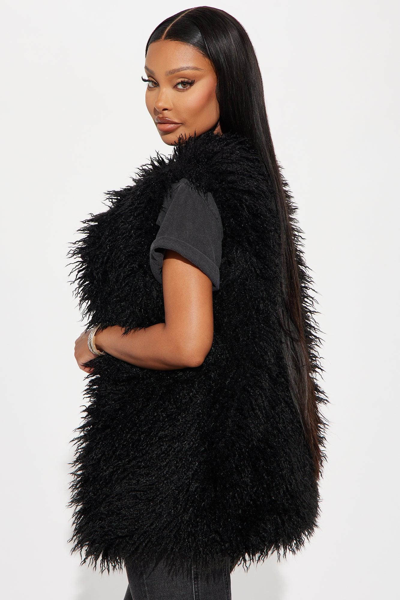 Sydney Faux Fur Vest - Black Product Image