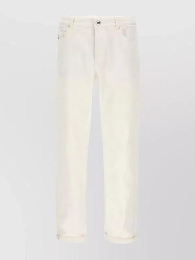 Straight Leg Jeans With Rolled Cuffs In White Product Image