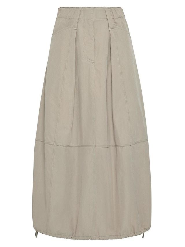 Cargo Cotton Midi Skirt with Drawstring Hem Product Image