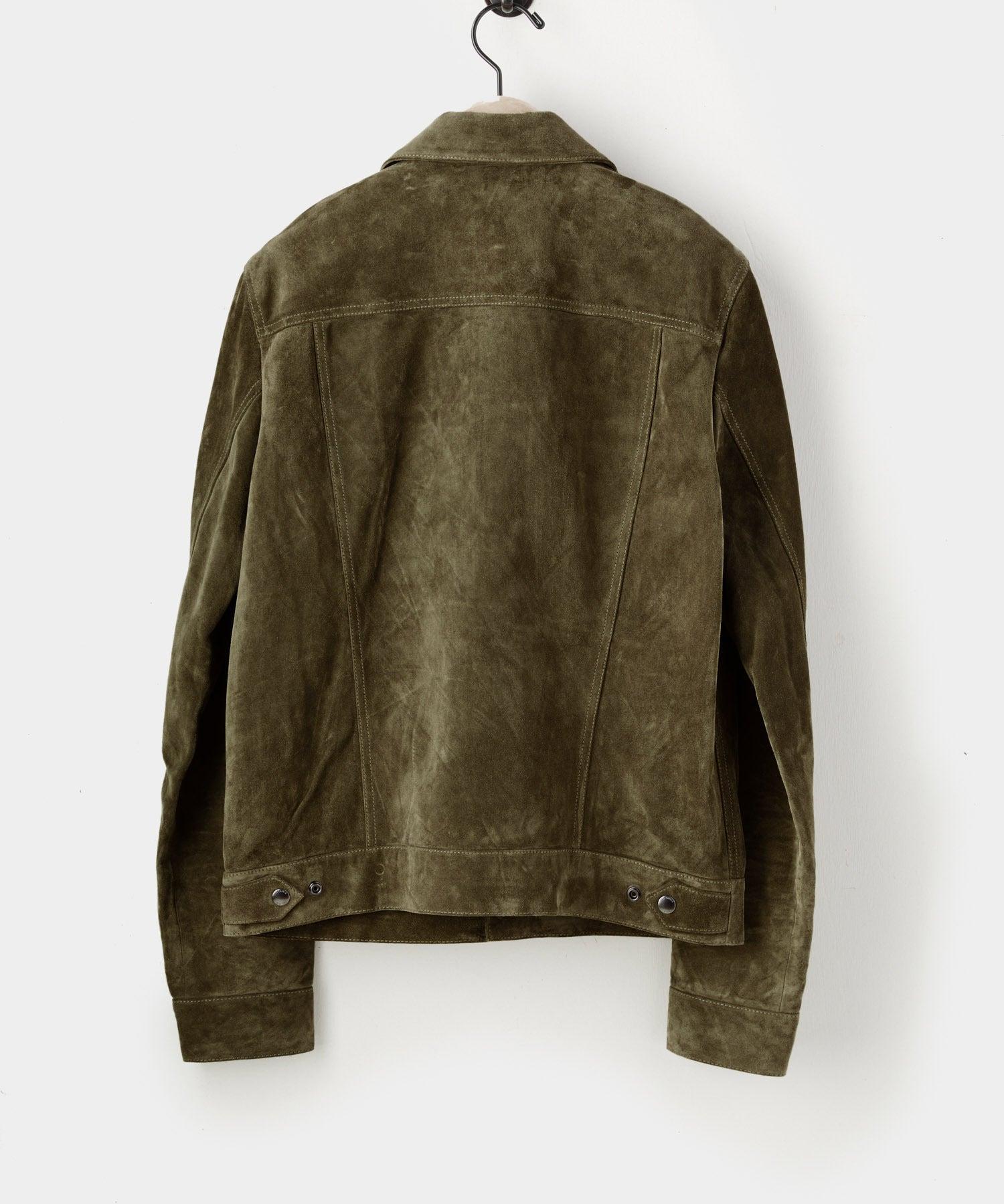 Italian Suede Snap Dylan Jacket in Olive Product Image