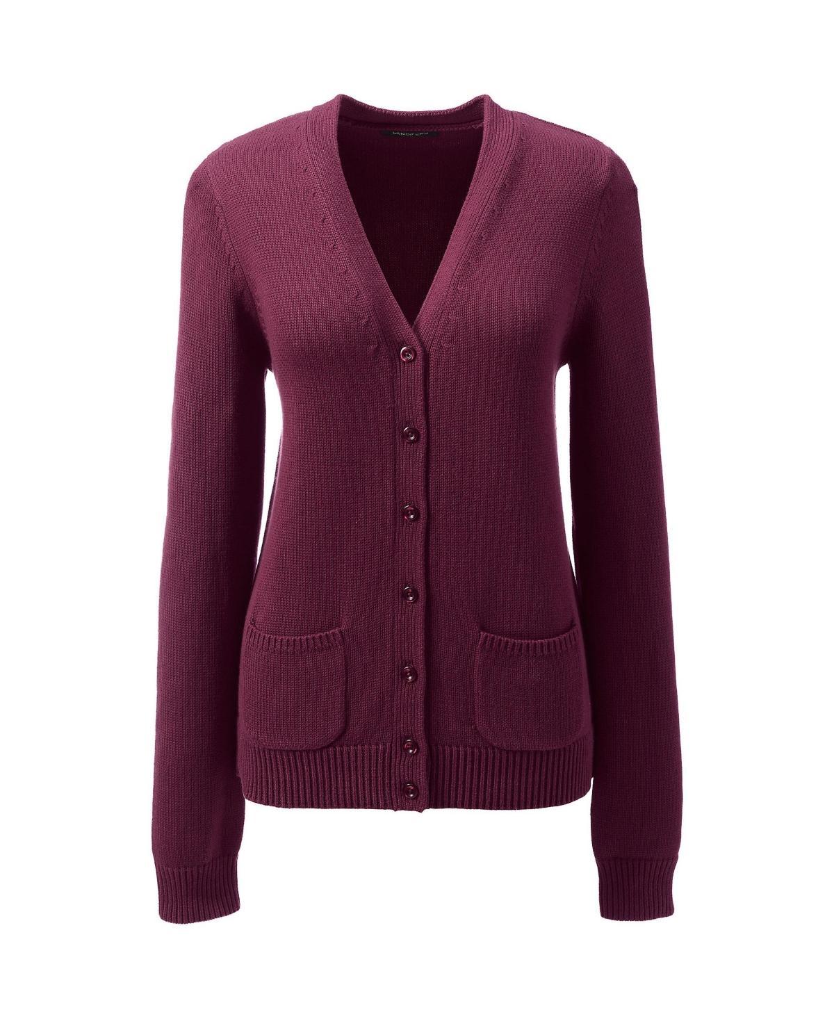 Lands End Womens School Uniform Cotton Modal Button Front Cardigan Sweater Product Image